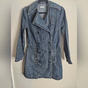 Denim Double-Breasted Women's Coat
